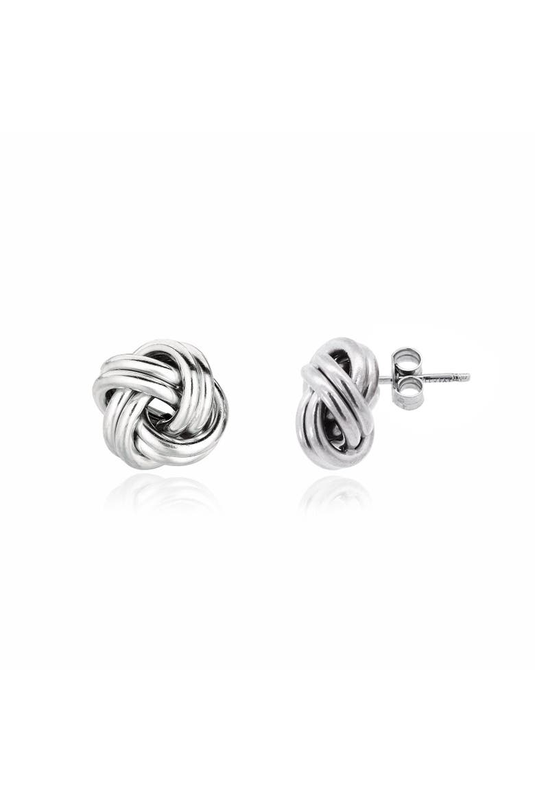 Large Polished Knot Stud Earring, Main, color, Sterling Silver