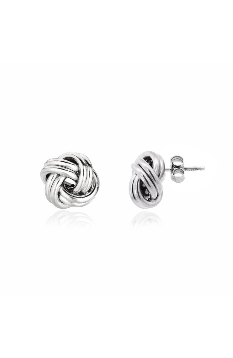 The Lovery Fine Jewelry Large Polished Knot Stud Earring, Main, color, Sterling Silver