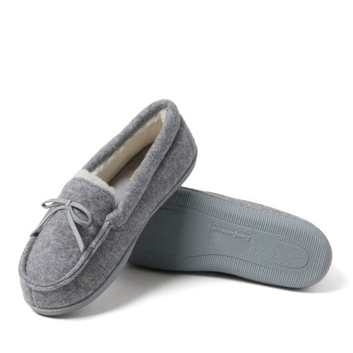 Shop Dearfoams Hayes Soft Knit Moccasin Slipper In Light Heather Grey