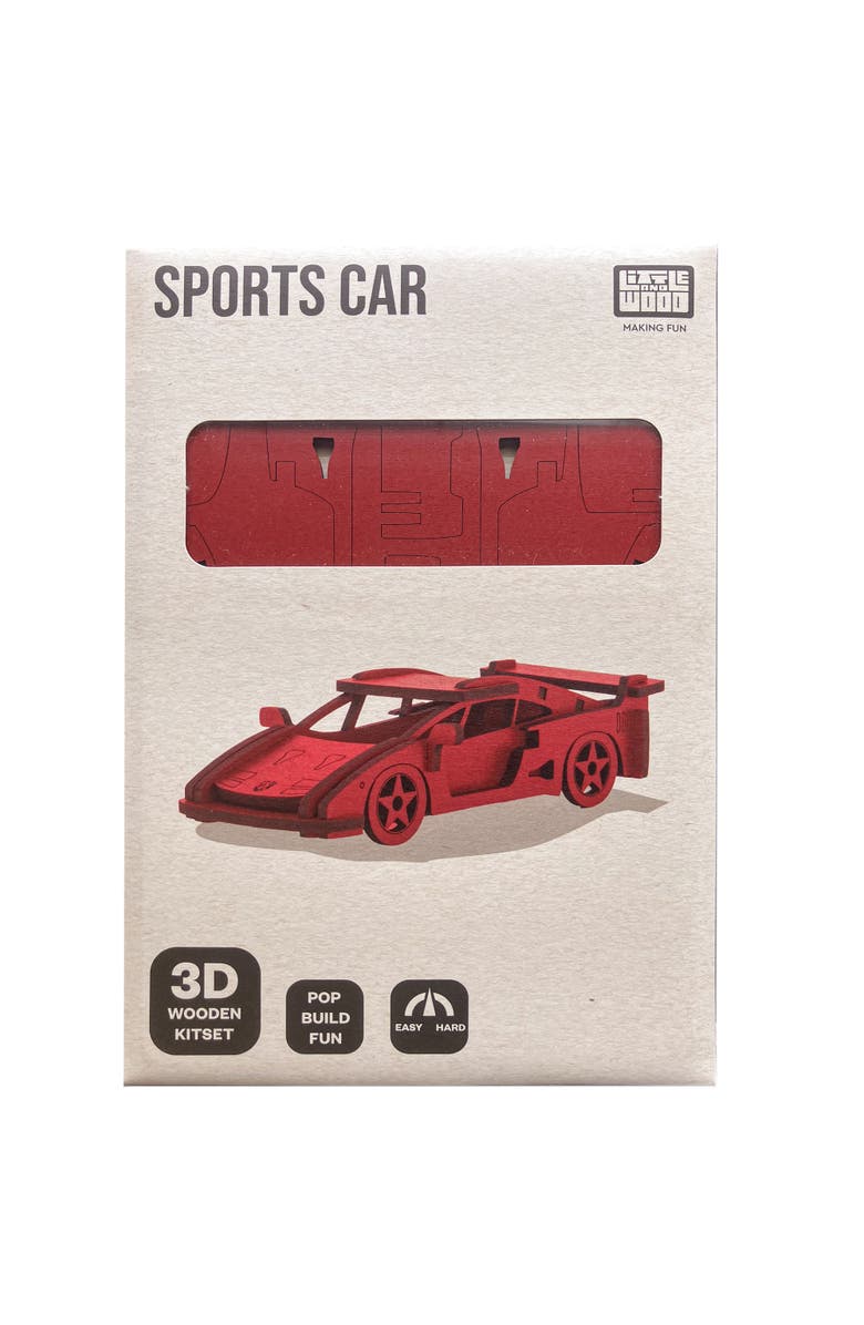 Little & Wood Woodlet Medium Red Sports Car 3D Wooden Kitset,Ages 6+, Alternate, color, Multicolored