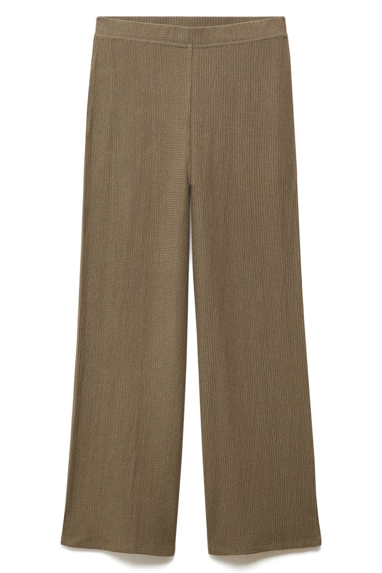 Textured Wide Leg Pull-On Pants, Main, color, KHAKI