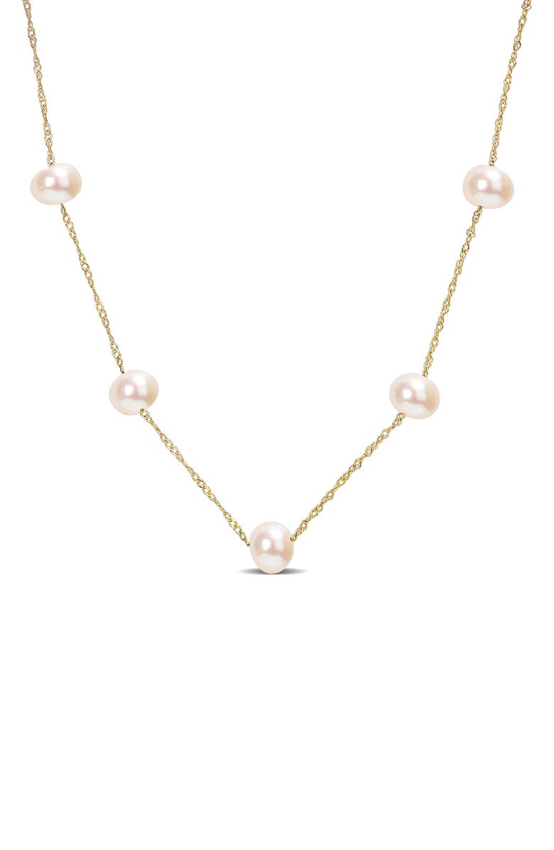 DELMAR 14K Yellow Gold 5-6mm Cultured Freshwater Pearl Station Necklace, Main, color,