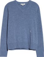Sporty & Rich Embroidered Logo Cashmere & Wool V-Neck Sweater