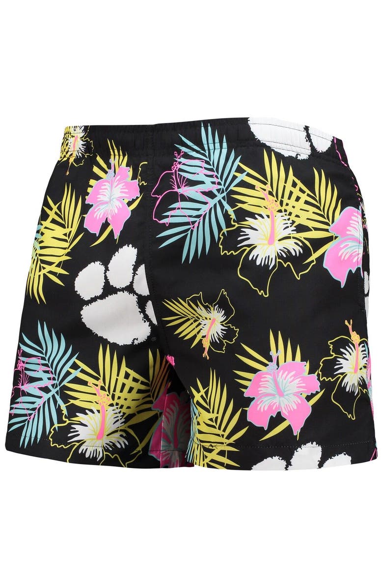 FOCO Men's FOCO Black Clemson Tigers Neon Floral Swim Trunks, Alternate, color, Black