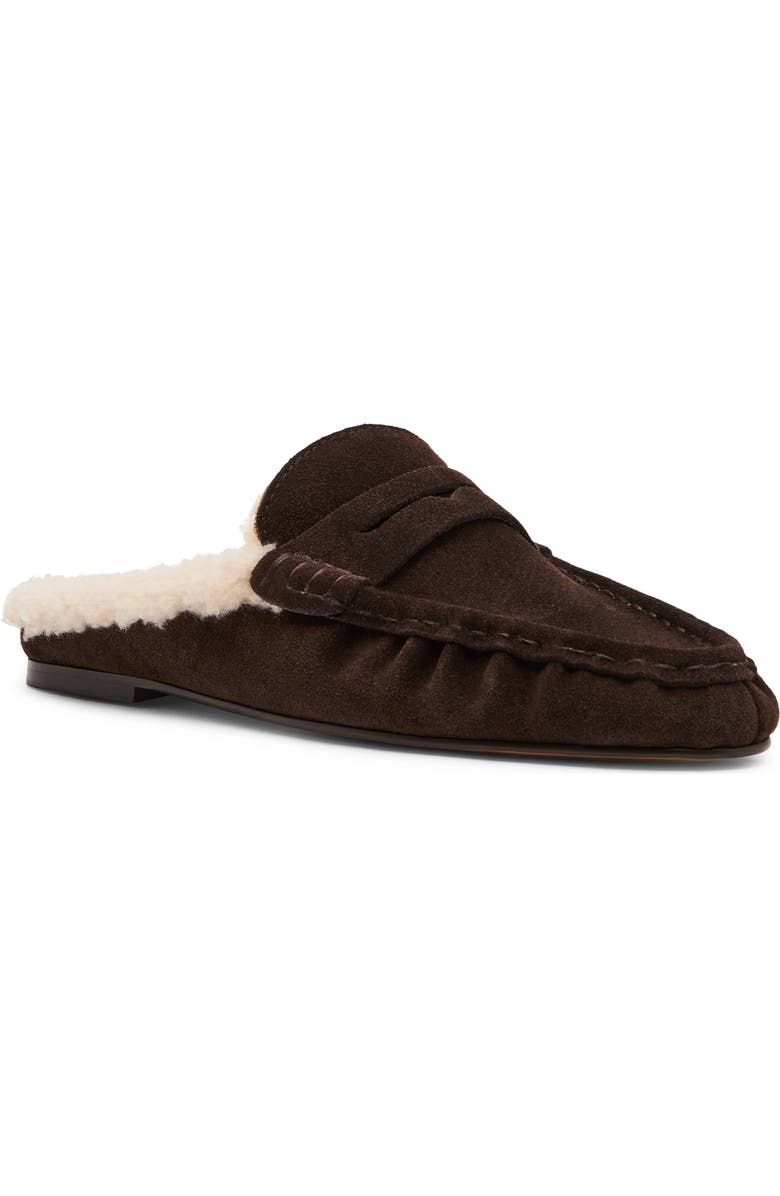 Steve Madden Rafe Faux Shearling Lined Mule, Main, color, Chocolate Brown Suede