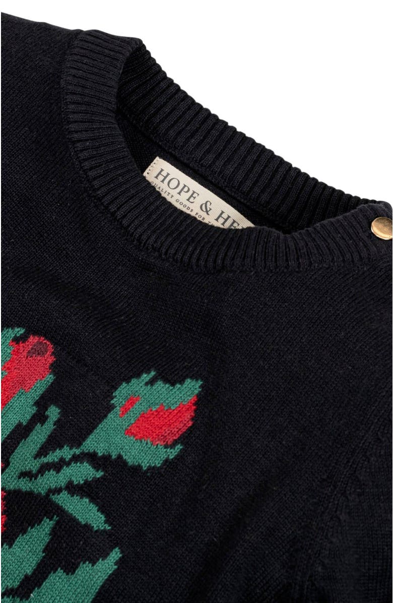 Hope & Henry Girls' Organic Rose Intarsia Sweater, Kids, Alternate, color, Black Rose Intarsia