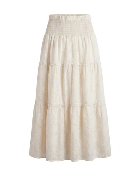 Kylie Smocked Jacquard Midi Skirt