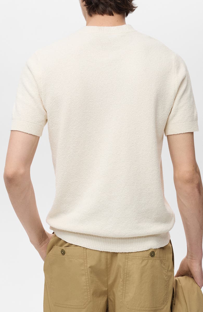 MANGO Short Sleeve Textured Cotton Blend Crewneck Sweater, Alternate, color, 