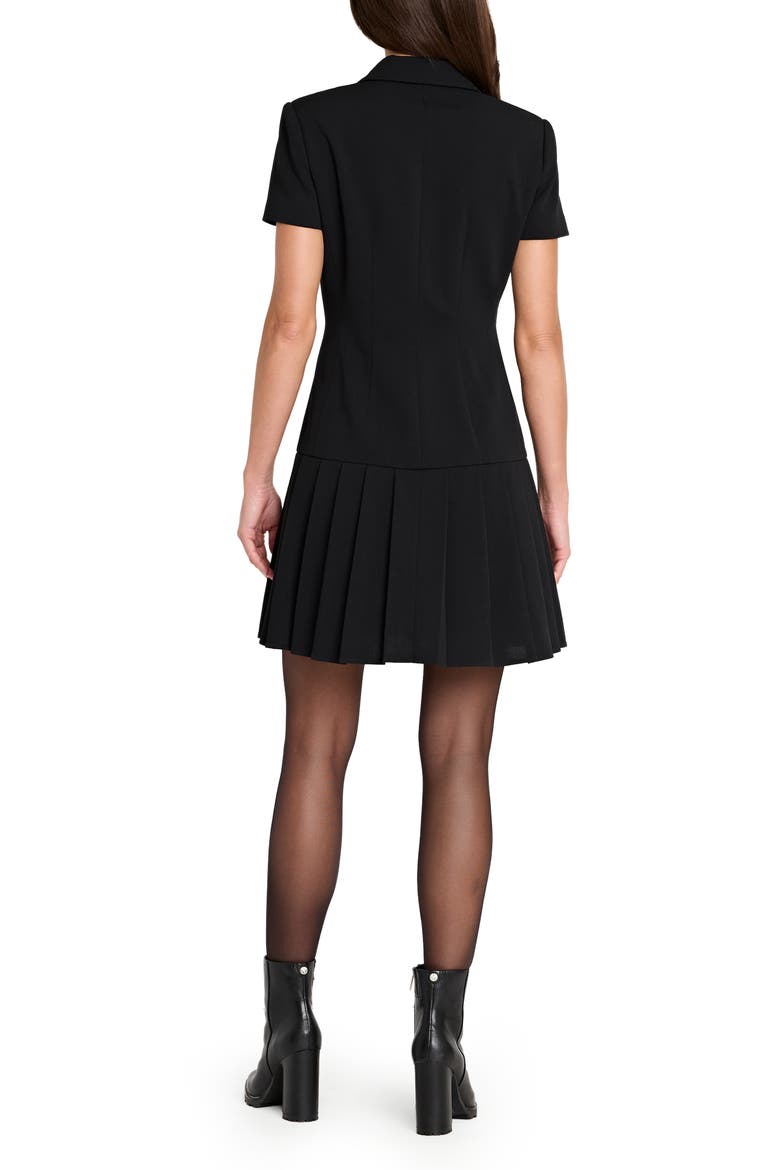 Double Breasted Pleated Hem Dress, Alternate, color, BLACK