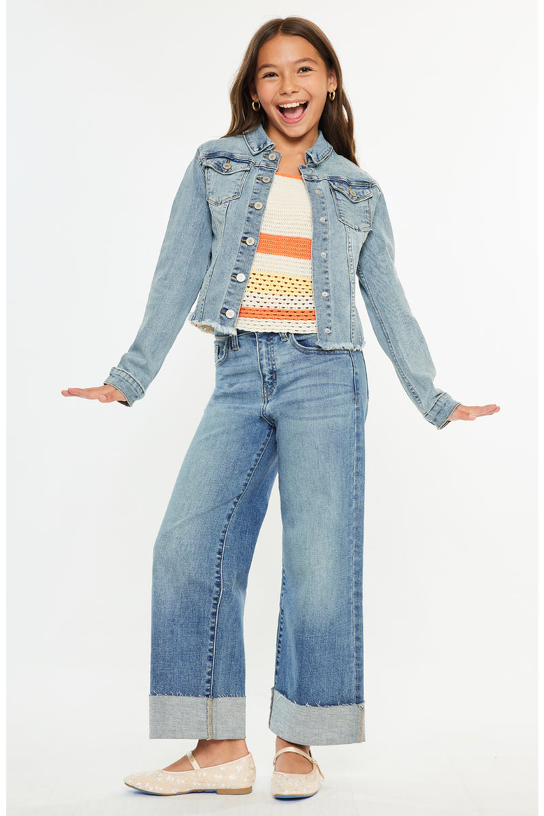 Abby Kids Stretch Denim Jacket, Alternate, color, Medium Wash