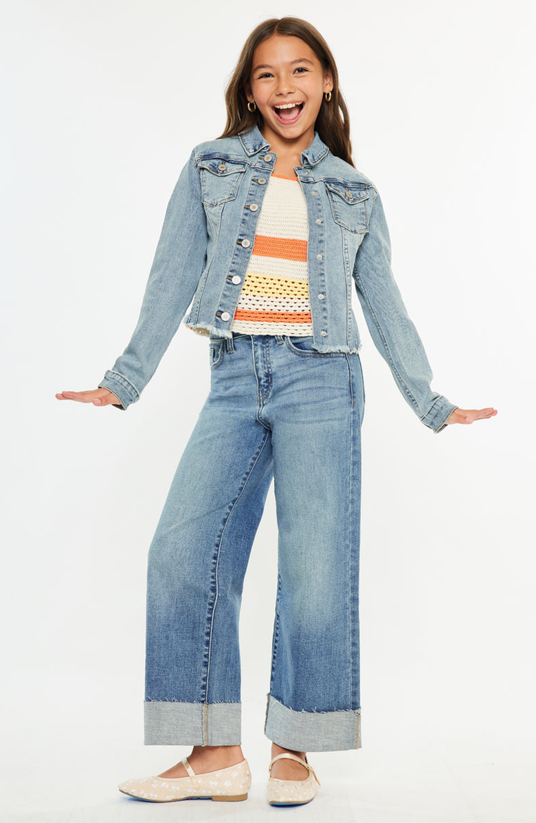 KanCan Abby Kids Stretch Denim Jacket, Alternate, color, Medium Wash