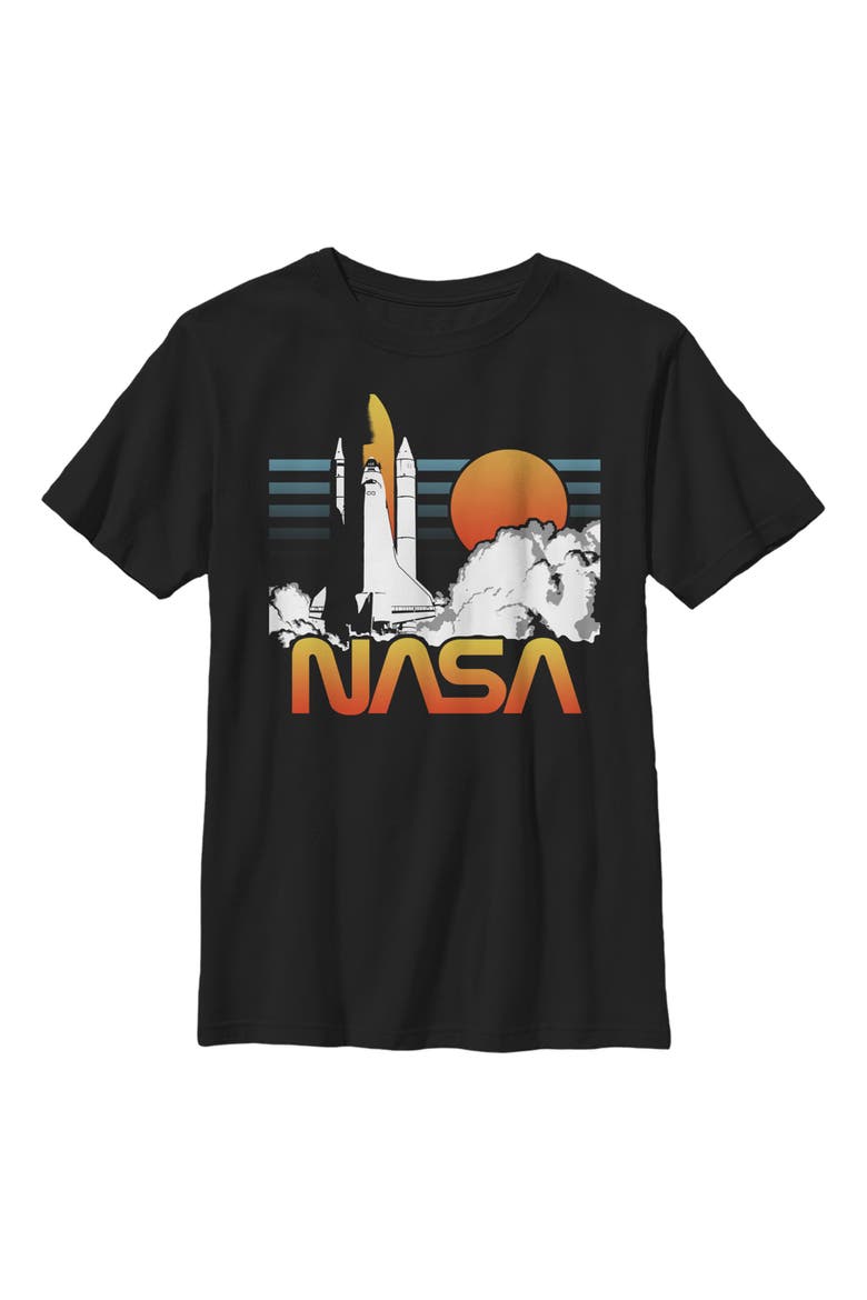 Boy's NASA Launching Logo  Graphic T-Shirt, Main, color, Black