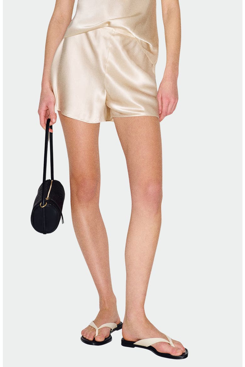 Gale Silk Shorts, Main, color, ALMOND