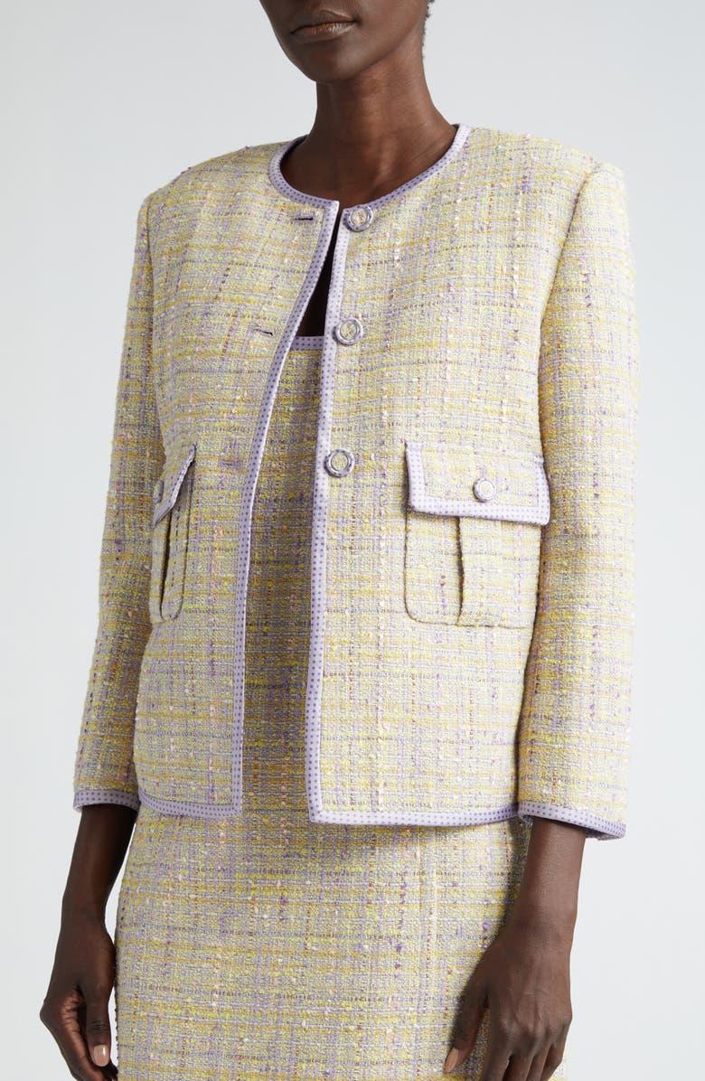 St. John Collection Metallic Slub Tweed Jacket, Alternate, color,