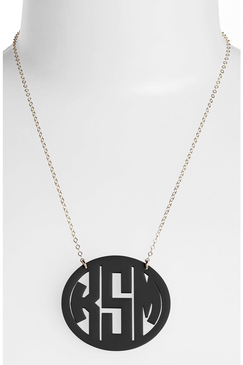Large Oval Personalized Monogram Pendant Necklace (Nordstrom Exclusive), Main, color, EBONY/ GOLD