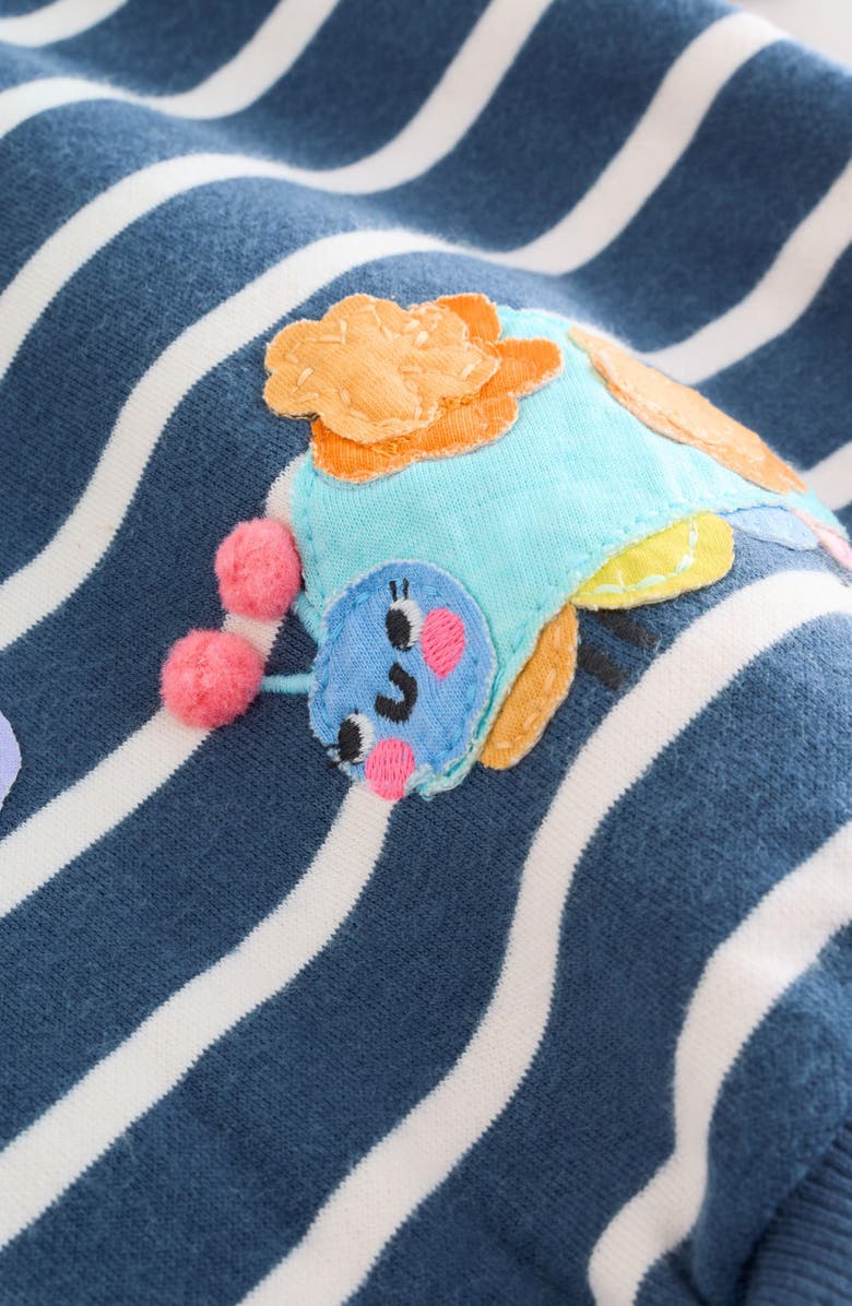 NEXT Kids' Stripe Floral Appliqué Graphic Sweatshirt & Rib Leggings Set, Alternate, color, Blue