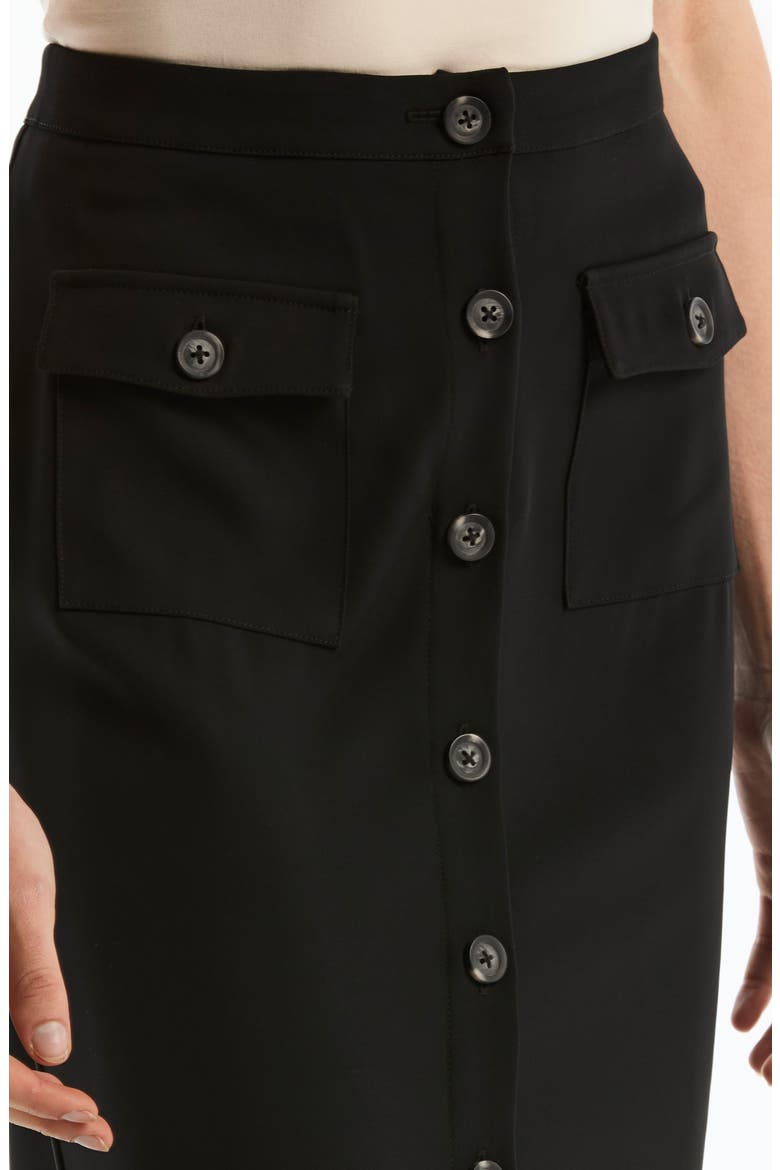 Button Front Midi Skirt, Alternate, color, BLACK