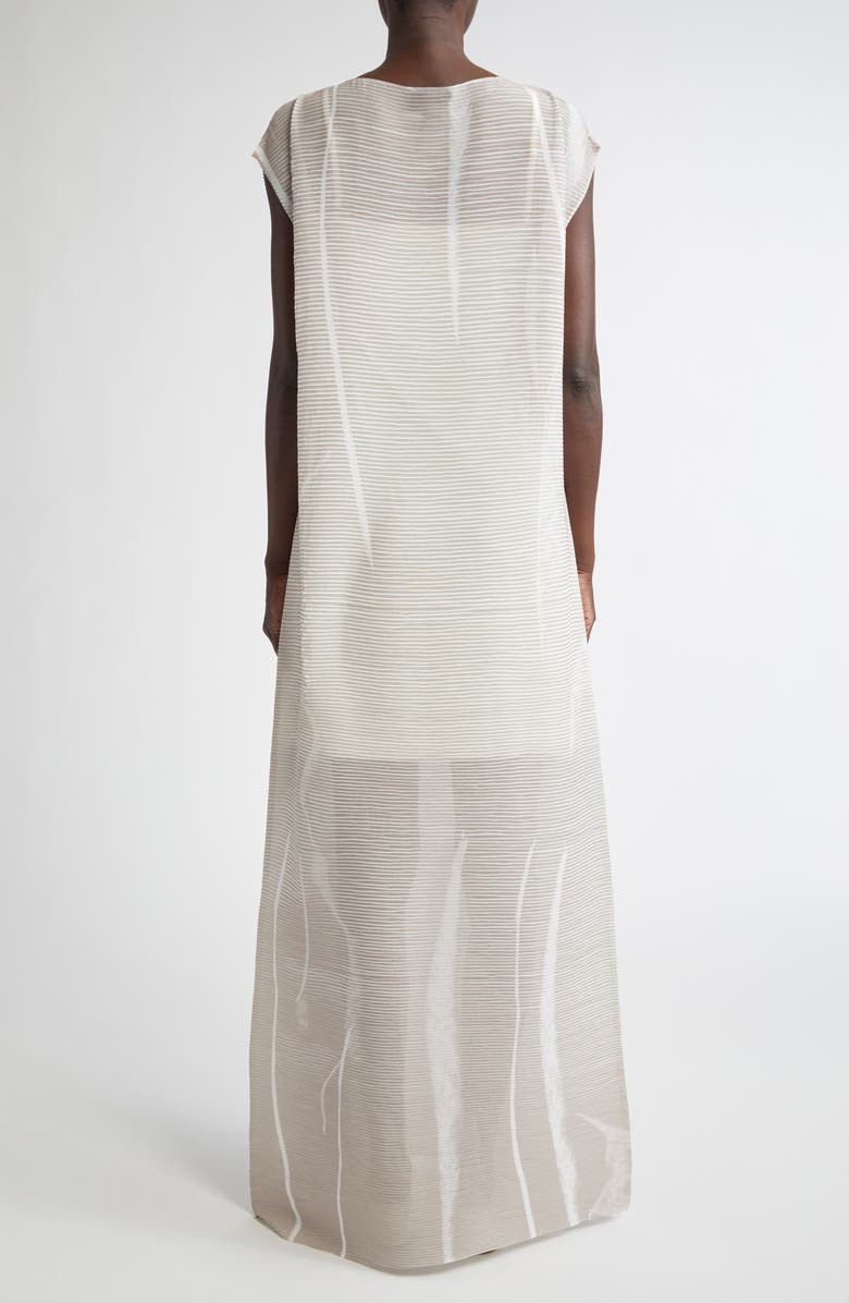 Lafayette 148 New York Charcoal Print Plissé Semisheer Maxi Dress, Alternate, color,