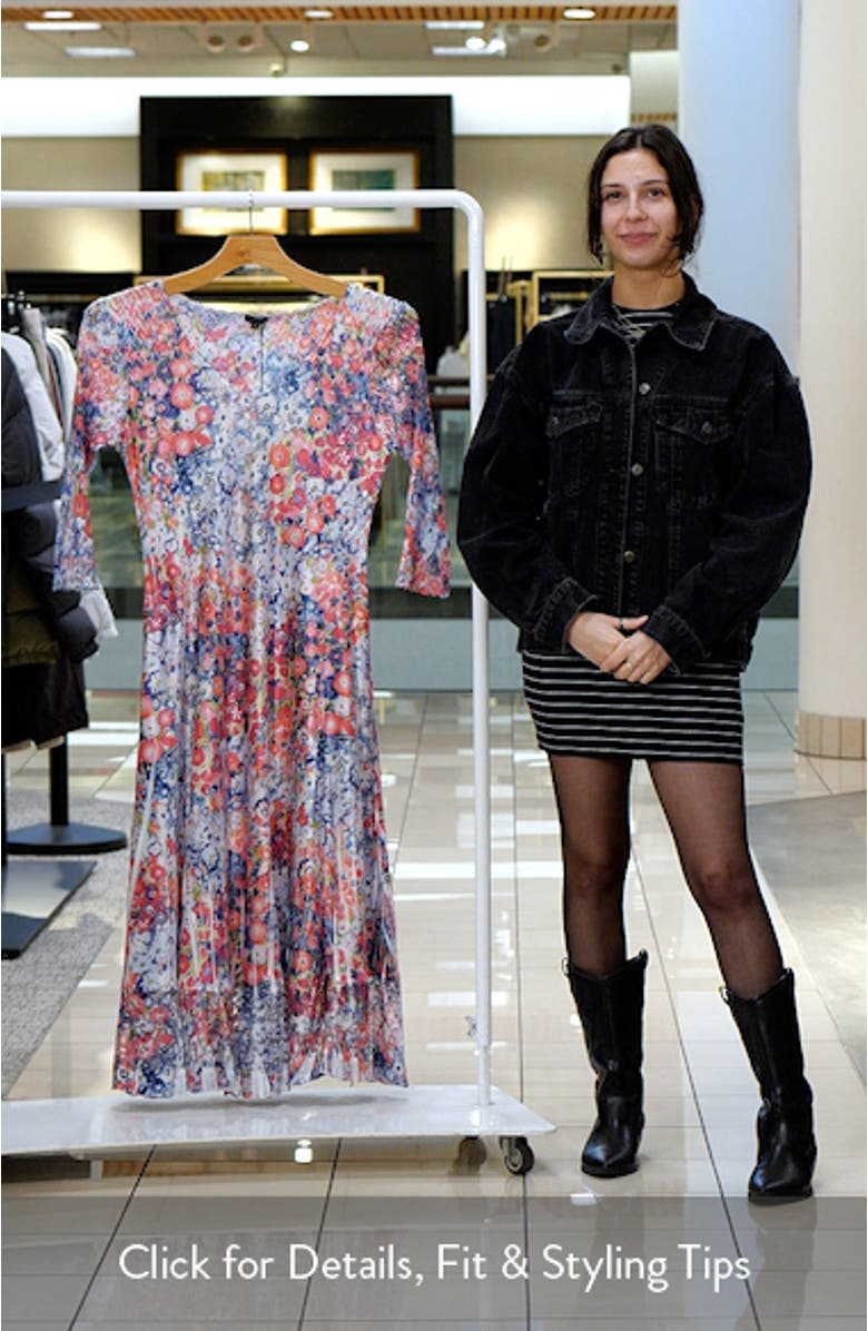 Floral Satin Charmeuse & Lace Cocktail Dress, sales video thumbnail