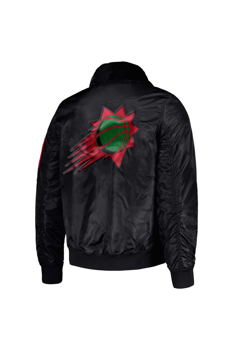 Men's Starter x Ty Mopkins Black Phoenix Suns Black History Month Satin Full-Zip Jacket, Alternate, color, Black