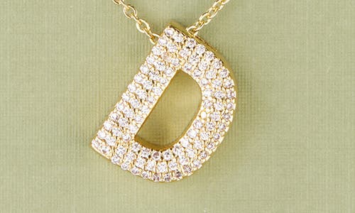 Leith Pavé Cubic Zirconia Initial Pendant Necklace In Gold