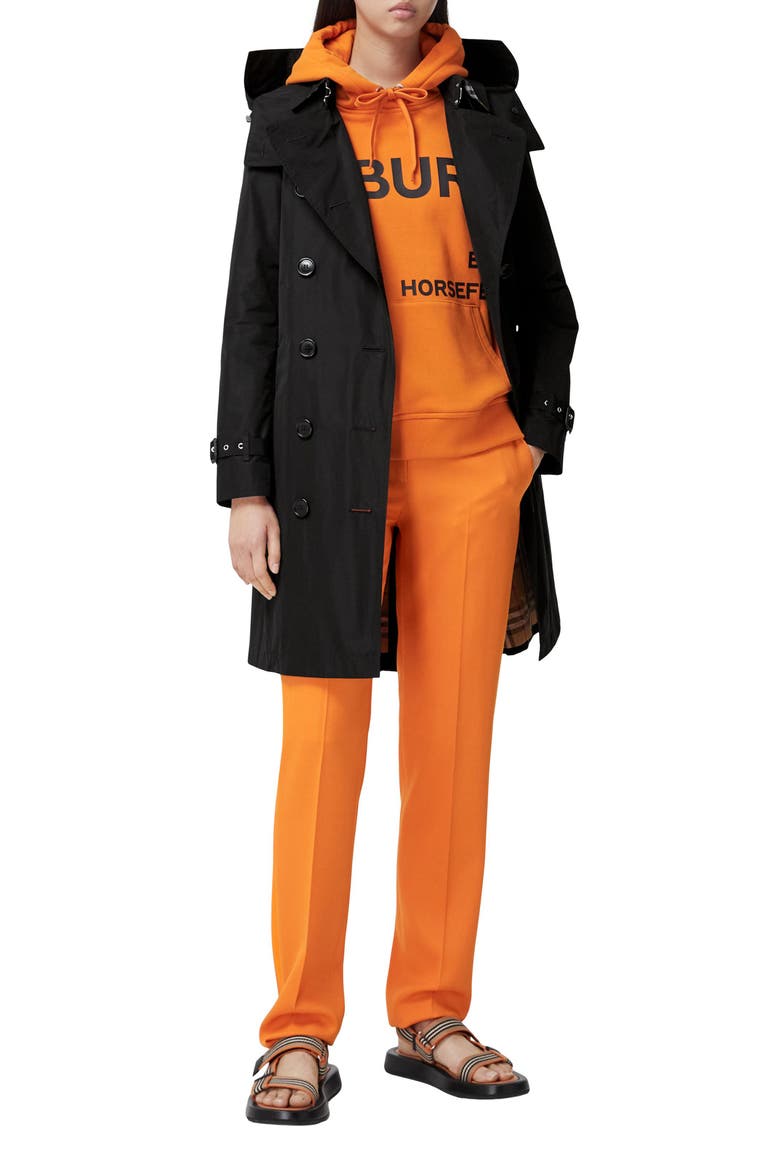 Kensington Taffeta Trench Coat with Detachable Hood, Alternate, color, BLACK