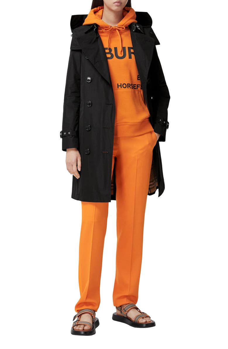 Burberry Kensington Taffeta Trench Coat with Detachable Hood, Alternate, color, 