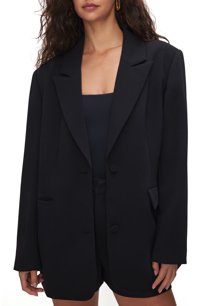 Luxe Suiting Boyfriend Blazer, Main, color, BLACK001