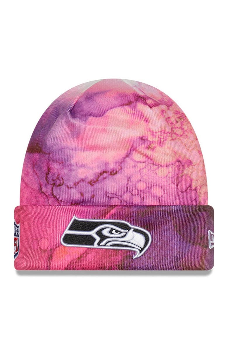 New Era Men's New Era Pink Seattle Seahawks 2022 NFL Crucial Catch Knit Hat, Main, color,