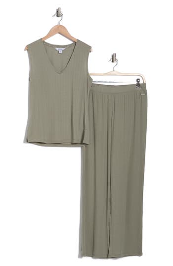 NICOLE MILLER NICOLE MILLER RIB MUSCLE TANK & PANTS PAJAMAS