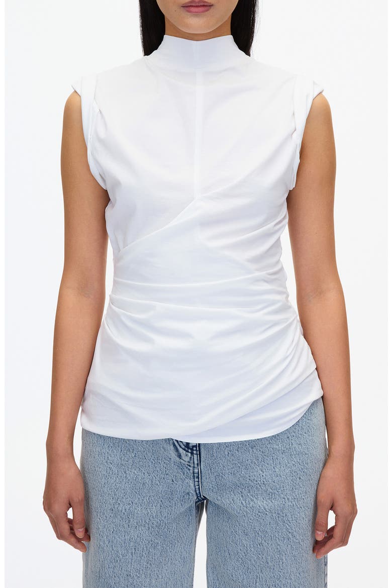 Draped Mock Neck Tank, Main, color, WHITE