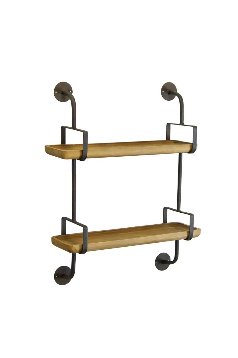 2 Tier Wall Shelf, Main, color, Brown