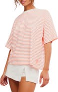 Free People Stripe Relaxed Fit Cotton T-Shirt