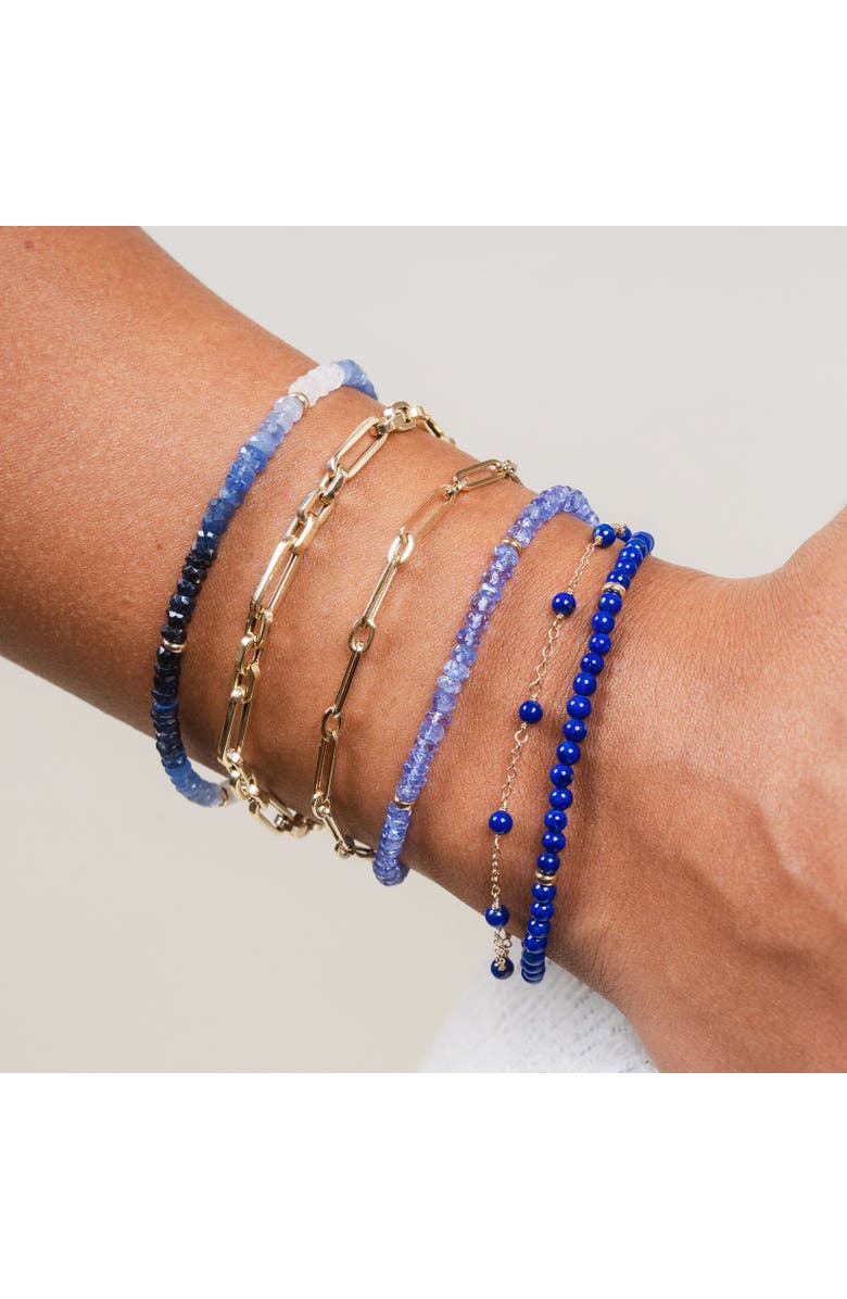 The Lovery Fine Jewelry Blue Sapphire Ombre Bead Bracelet, Alternate, color, Blue Sapphire