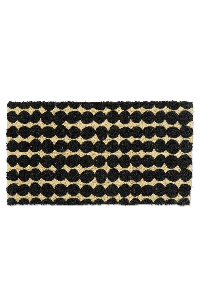 Dots Coir Door Mat Natural Everyday Black Easy to Clean, Main, color, Black