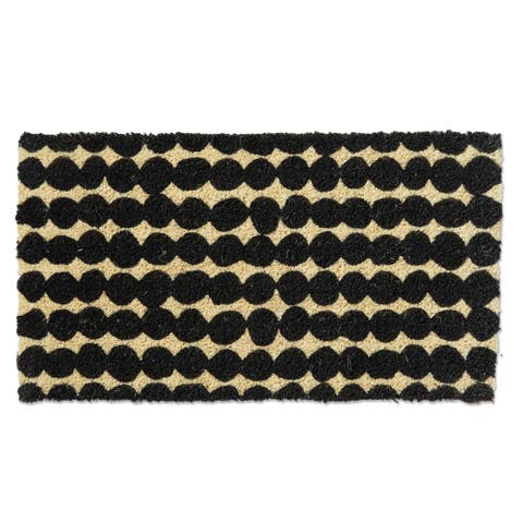 Dots Coir Door Mat Natural Everyday Black Easy to Clean
