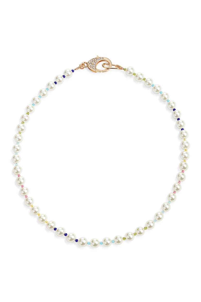 Faux Pearl Necklace, Alternate, color, WHITE- BRIGHT MULTI- GOLD
