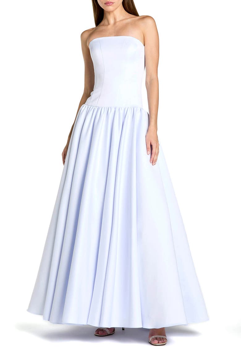 Strapless Satin Dropwaist Gown, Main, color, Powder Blue