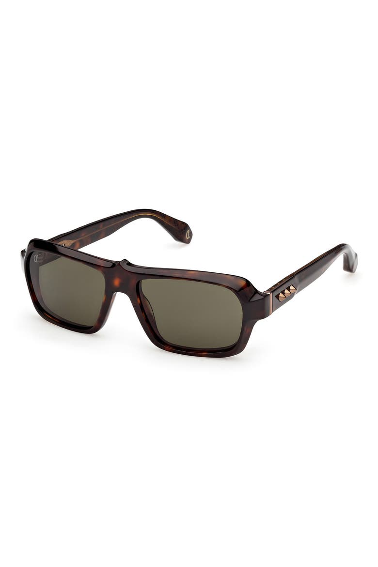 56mm Rectangular Sunglasses, Alternate, color, HAVANA GOLD / ZEISS BROWN RED