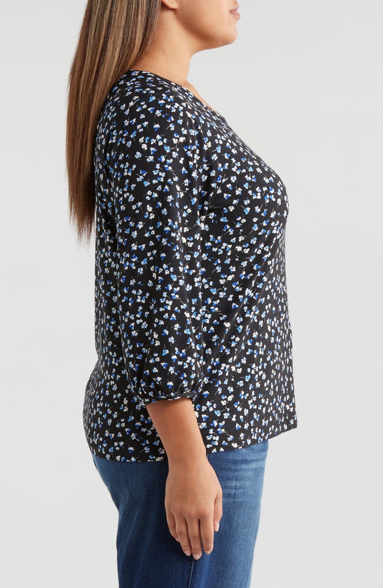 Jones New York Floral Ditsy Print Moss Crepe Top, Alternate, color, 