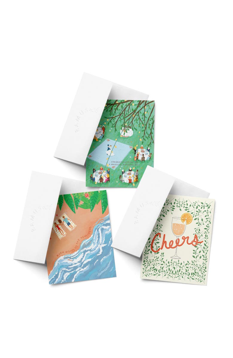 Ramus & Co Wedding Greeting Card Pack (3ct) "Cheers, Magical Wedding, Newlywed Couple", Main, color, Multi-Pack
