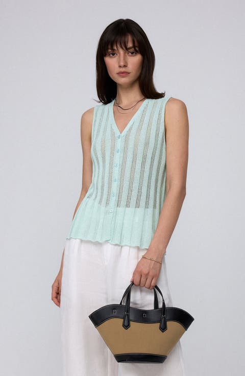 Sumire Open Knit Button Front Tank