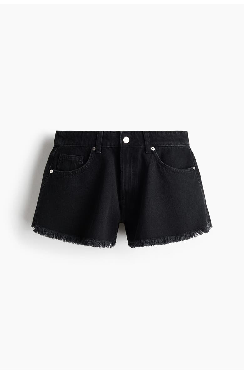 H&M Frayed Denim Shorts, Main, color, Black