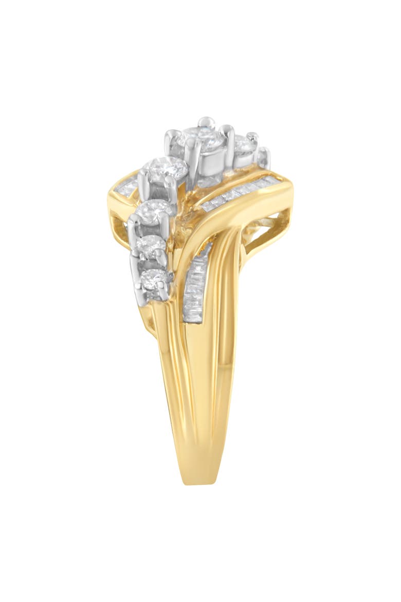 10K Two-Toned 1.0 Cttw Diamond Bypass Ring, Alternate, color, Yellow Gold
