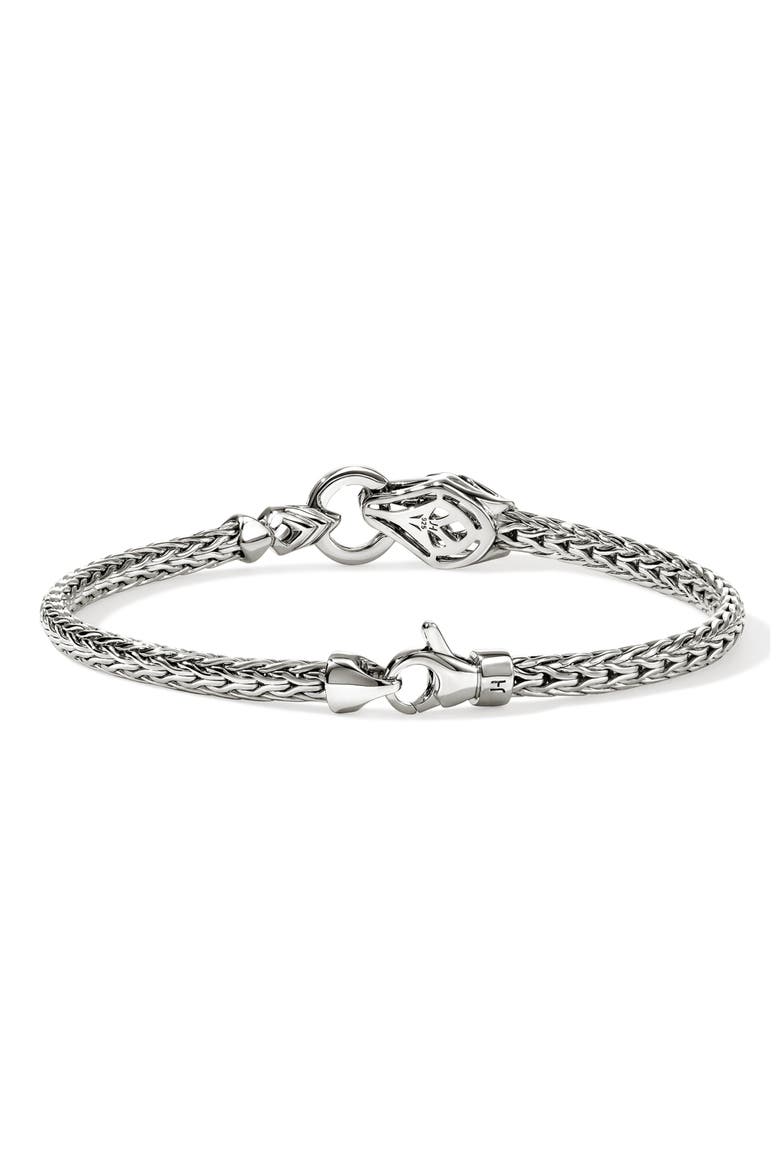 Naga Bracelet, Sterling Silver, Diamonds, Alternate, color, SILVER