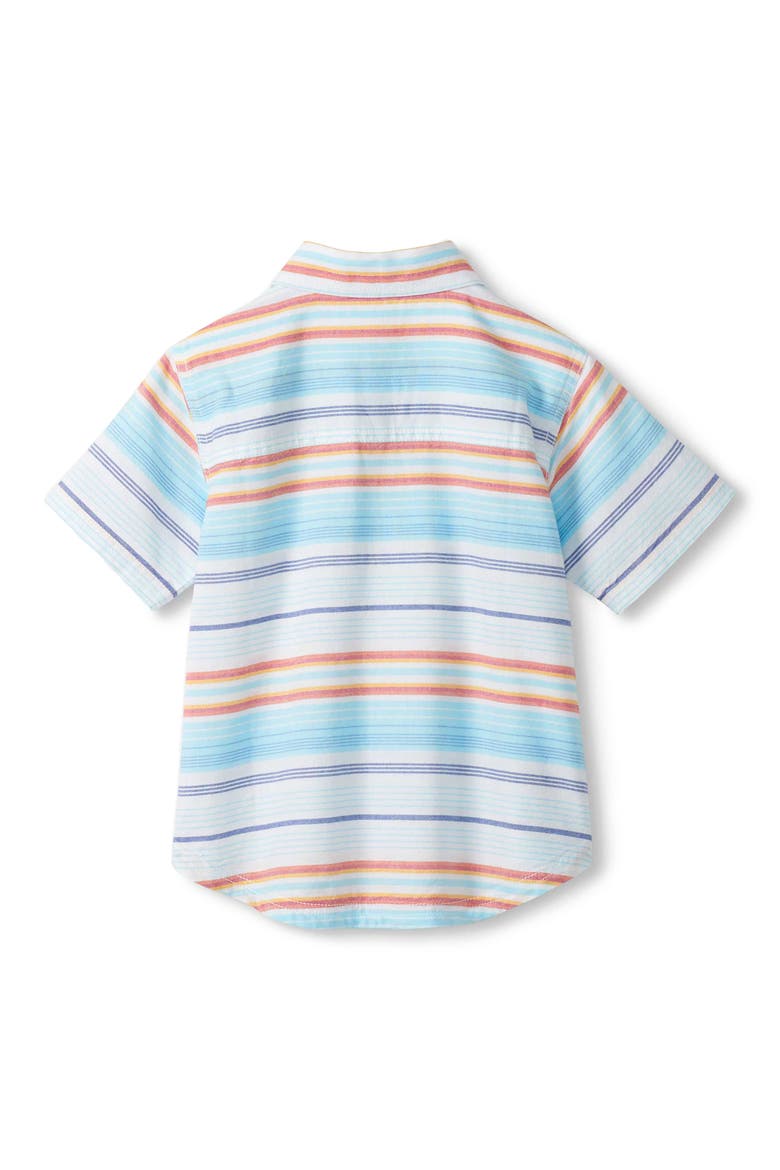 Kids' Sunset Stripes Short Sleeve Cotton Button-Up Shirt, Alternate, color, BLUE