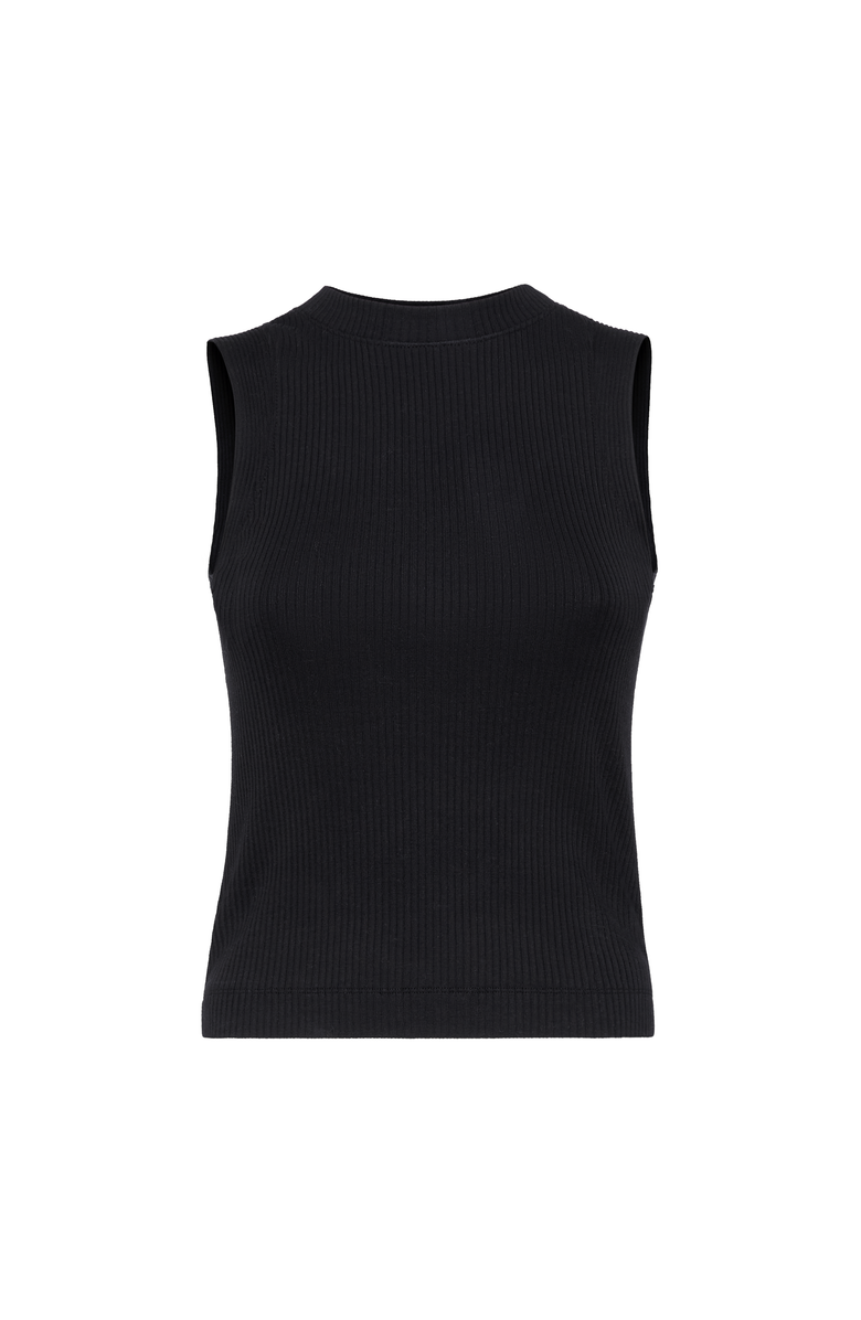 Brunello Cucinelli Ribbed jersey top, Main, color, Black
