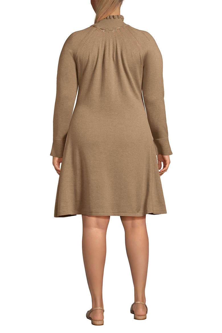 Fine Gauge Cotton Fit and Flare Sweater Dress, Alternate, color, Vicuna Heather