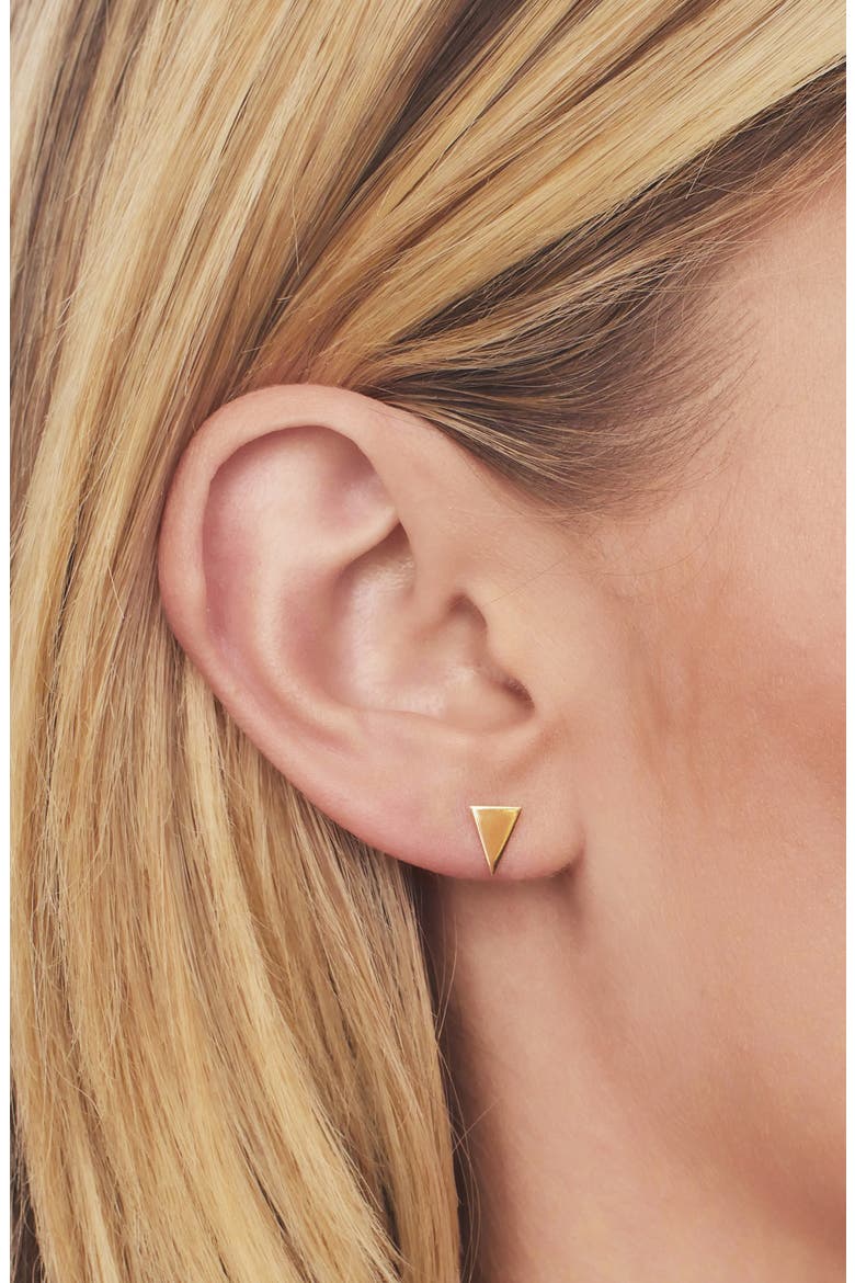 14K Gold Triangle Stud Single Earring (Nordstrom Exclusive), Alternate, color, YELLOW GOLD