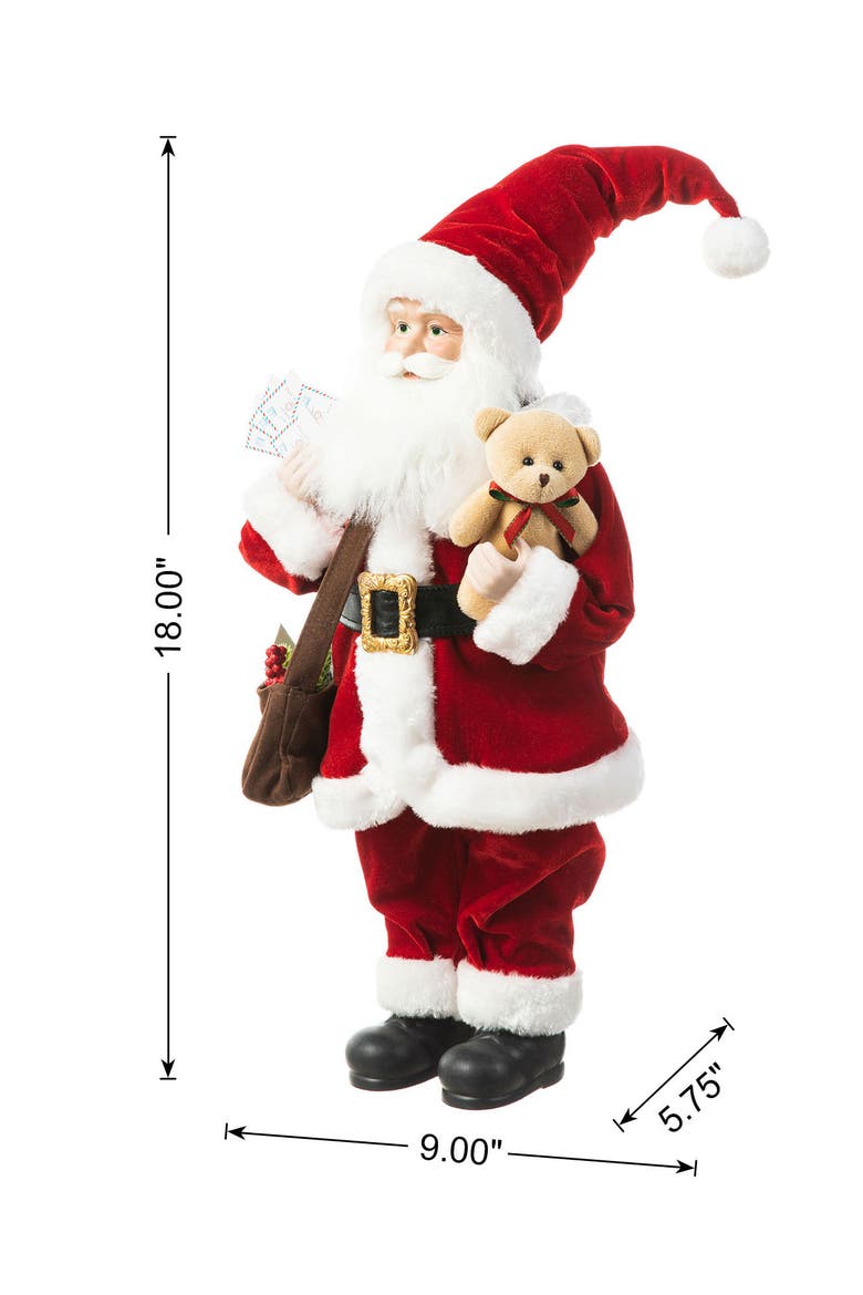 18"H Faux Fur Christmas Traditional Santa Figurines, Alternate, color, Red